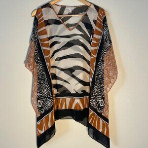Susan Graver Animal Print Chiffon Scarf‎ Top Size M